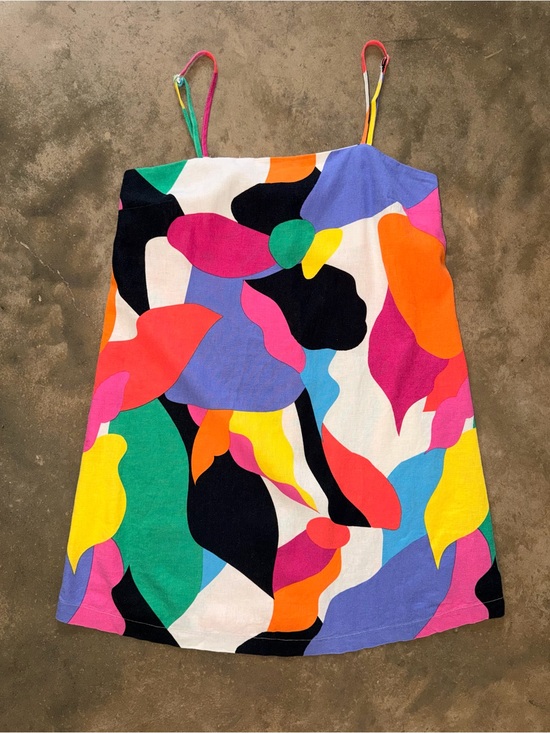 a new day Dresses & Skirts - A New Day NWT Linen Blend Abstract Mini Dress Multicolor XS Adjustable